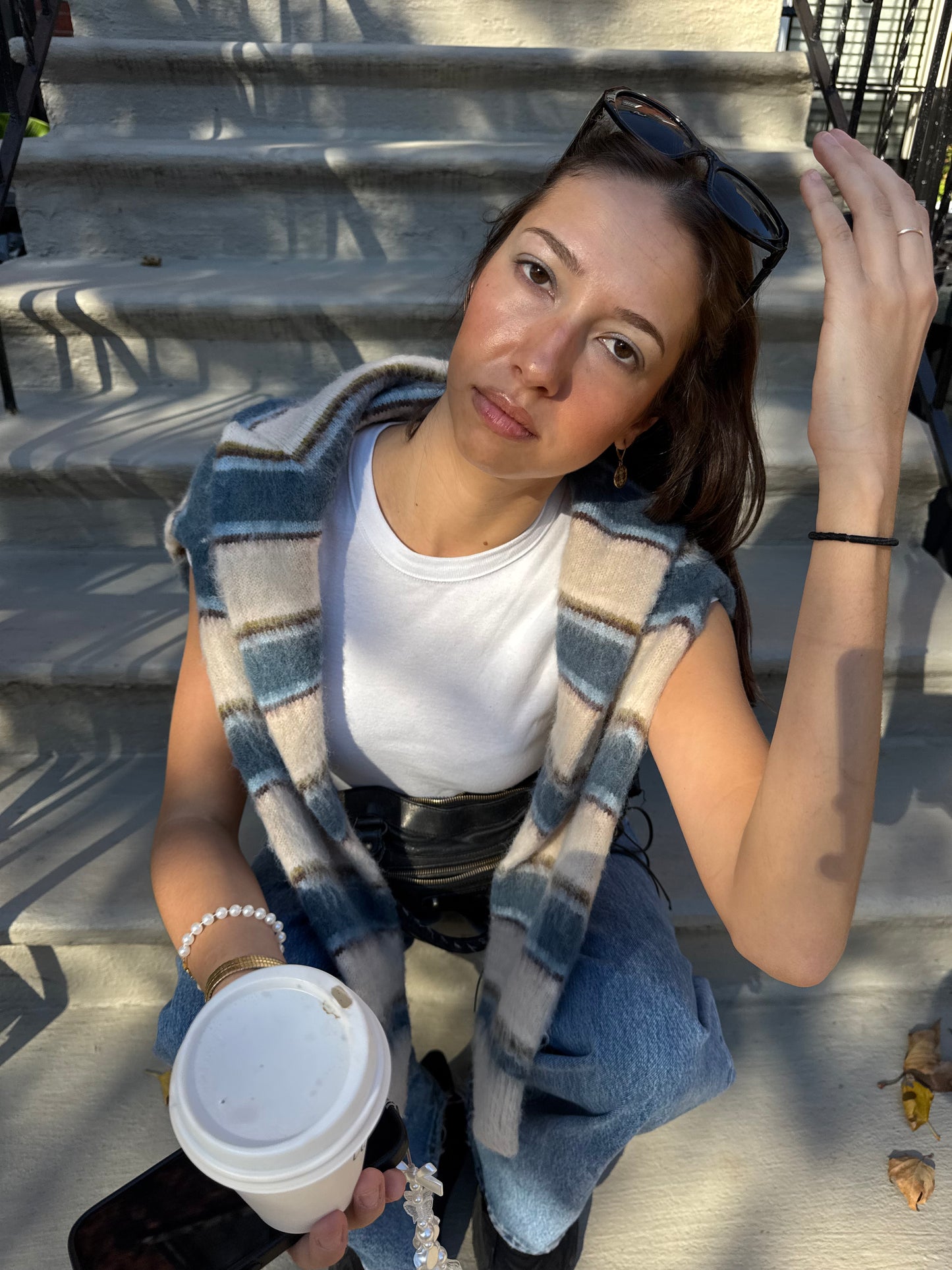 Stripe Mohair Knit Sweater