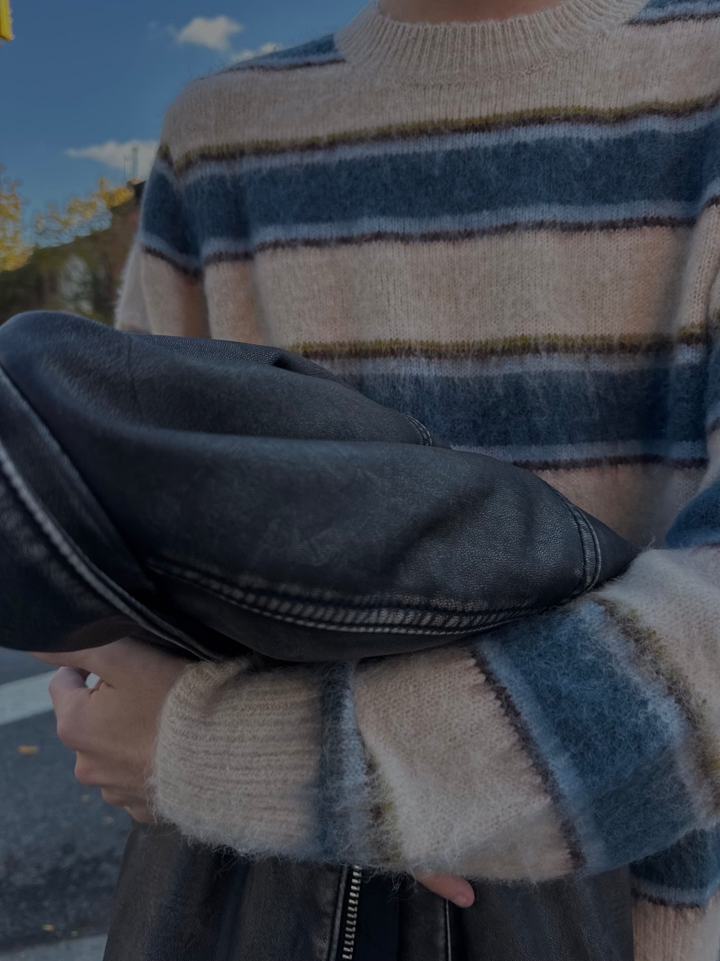 Stripe Mohair Knit Sweater